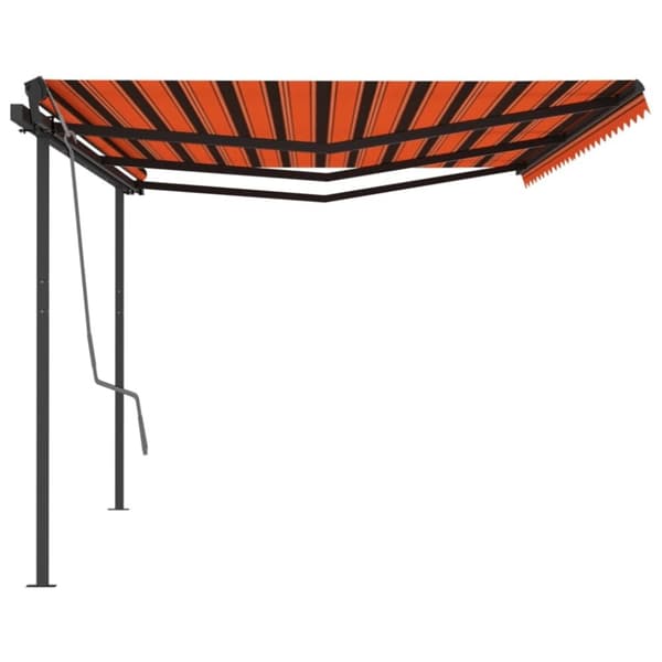 vidaXL Markis med stolpar manuellt infällbar 6x3,5 m orange och brun