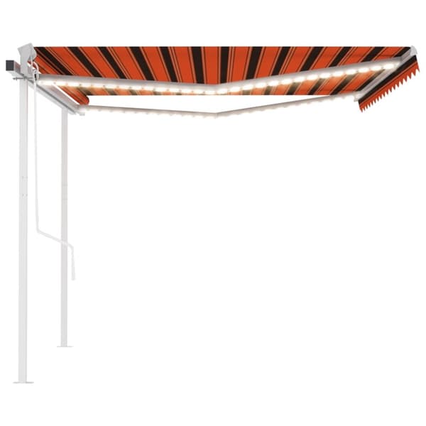 vidaXL Automatisk markis med vindsensor & LED 4x3,5 m orange/brun