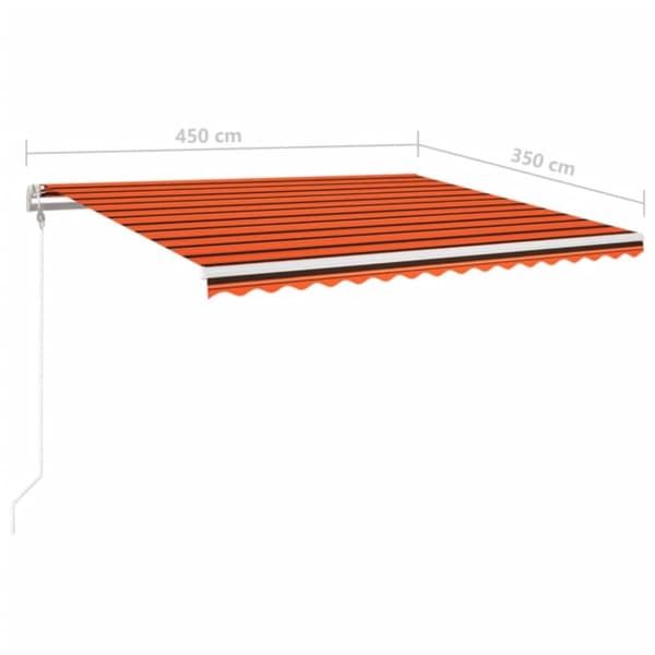 vidaXL Sisäänkelattava markiisi LED/tuulisens. 450x350cm oranssi/rusk.