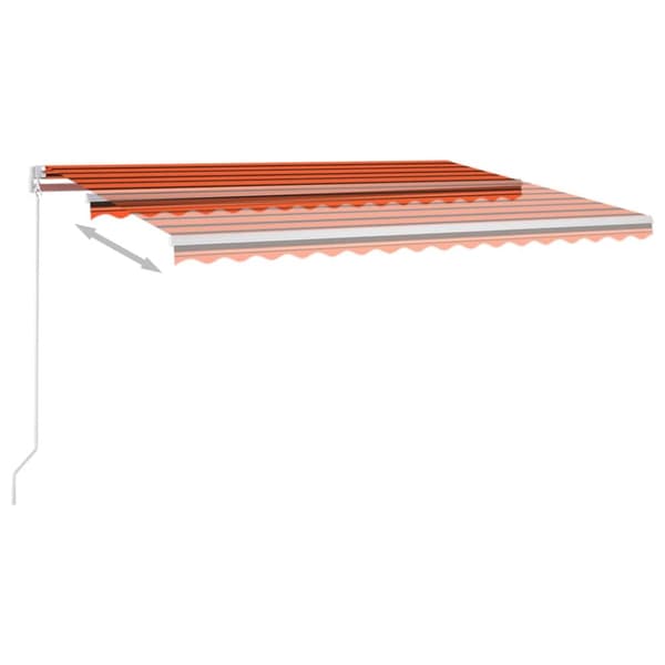 vidaXL markise m. LED + vindsensor 4x3,5 m automatisk orange og brun