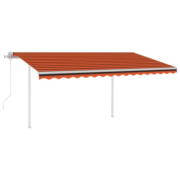 vidaXL markise m. LED + vindsensor 4x3,5 m automatisk orange og brun