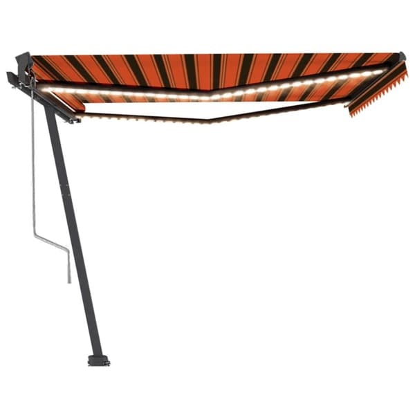 vidaXL Sisäänkelattava markiisi LED/tuulisens. 450x350cm oranssi/rusk.