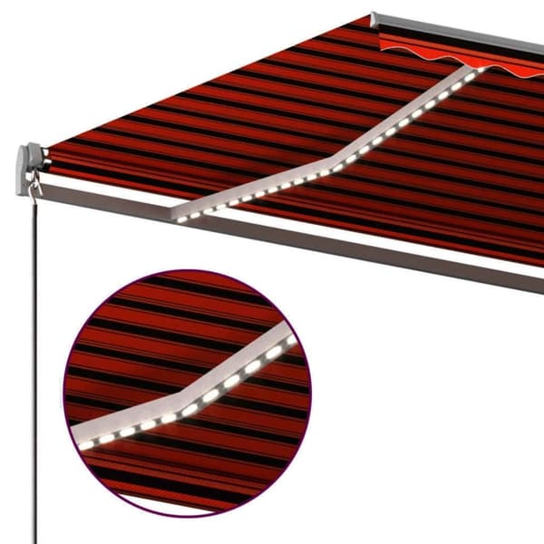 vidaXL Sisäänkelattava markiisi LED/tuulisens. 450x350cm oranssi/rusk.