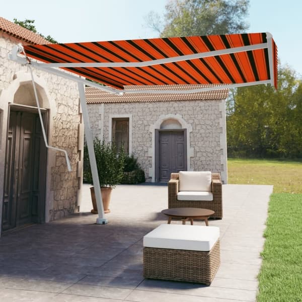 vidaXL Vapaasti seisova sisäänkelattava markiisi 400x350cm orans.rusk.