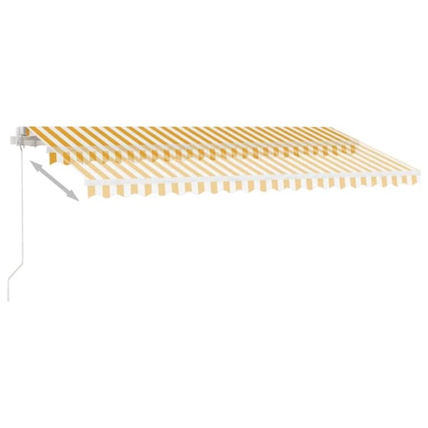 vidaXL Käsin sisäänkelattava markiisi LEDillä 400x350cm keltavalkoinen