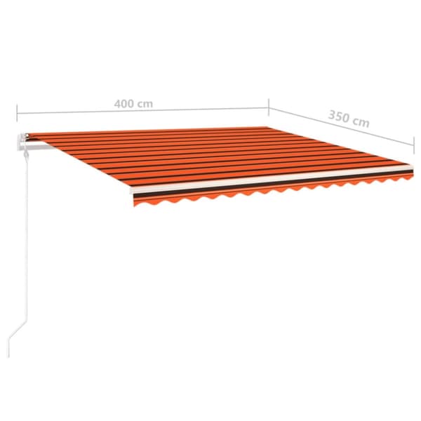 vidaXL Manuell uttrekkbar markise med stolper 4x3,5 m oransje og brun