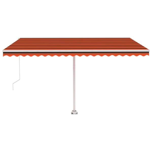 vidaXL Markis manuellt infällbar med LED 450x350 cm orange och brun