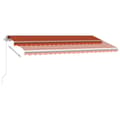Miniatyrbild 6 av 11: vidaXL Markis manuellt infällbar med LED 450x350 cm orange och brun