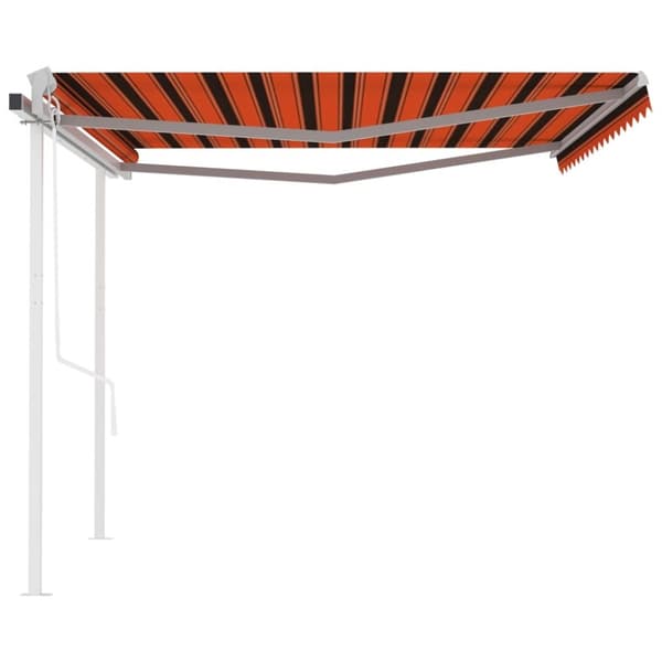 vidaXL Automatisk uttrekkbar markise med stolper 4,5x3,5 m oransje og brun