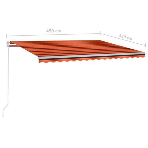 vidaXL Automatisk uttrekkbar markise med stolper 4,5x3,5 m oransje og brun