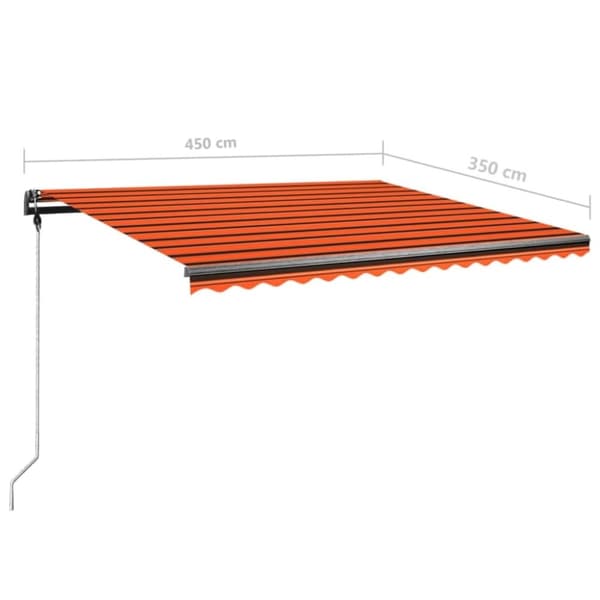 vidaXL Fristående markis manuellt infällbar 450x350 cm orange/brun