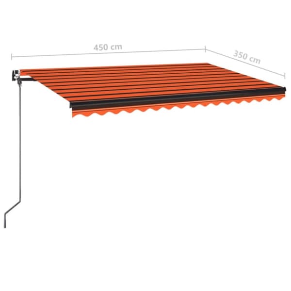 vidaXL Markis med LED manuellt infällbar 450x350 cm orange och brun