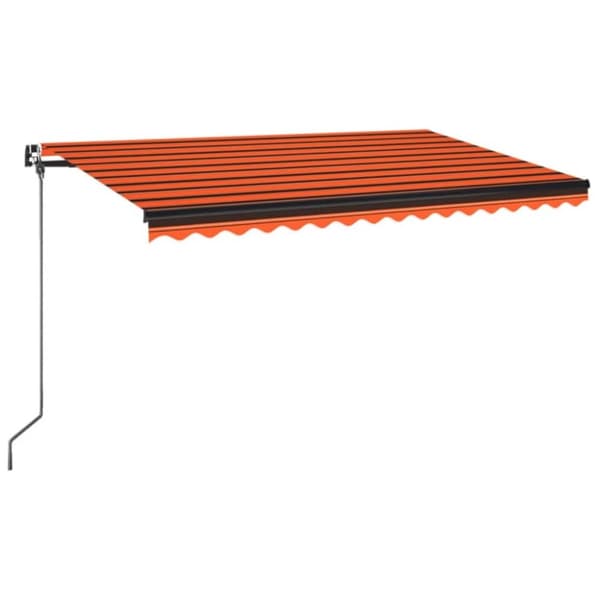 vidaXL Markis med LED manuellt infällbar 450x350 cm orange och brun