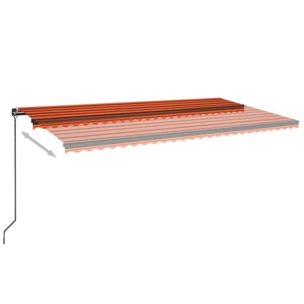 vidaXL Manuaalisesti sisäänkelattava markiisi 600x350 cm orans./rusk.