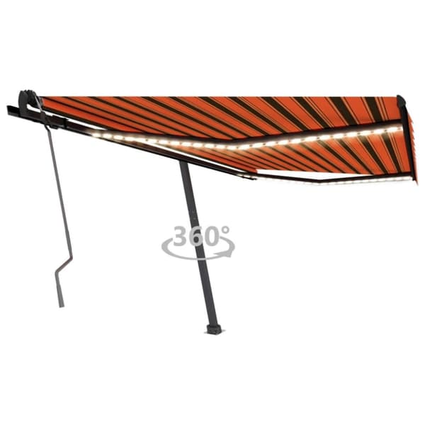 vidaXL Sisäänkelattava markiisi LED-valolla 400x350 cm oranssi/ruskea