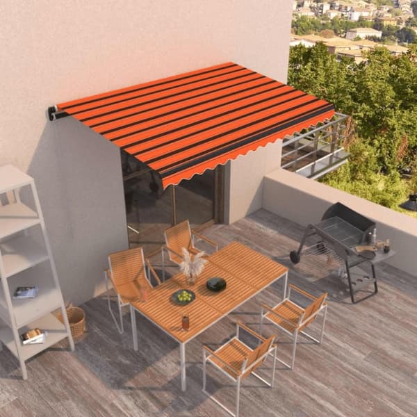 vidaXL markise 450x350 cm manuel betjening orange og brun