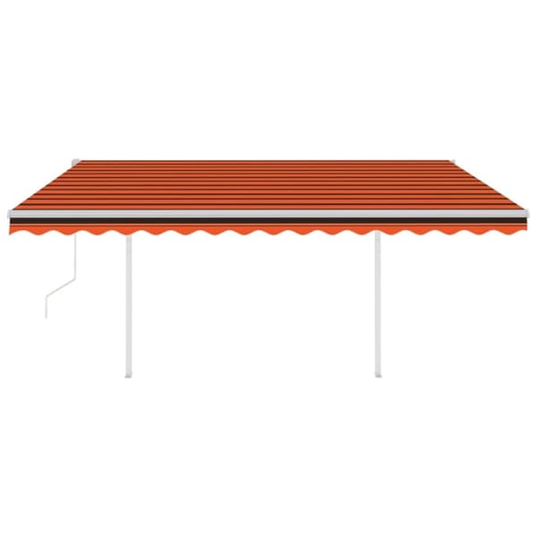 vidaXL foldemarkise med stolper 4,5x3,5 m automatisk orange og brun