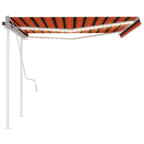 vidaXL Käsin kelattava markiisi LED-valot 4,5x3,5 m oranssi/ruskea