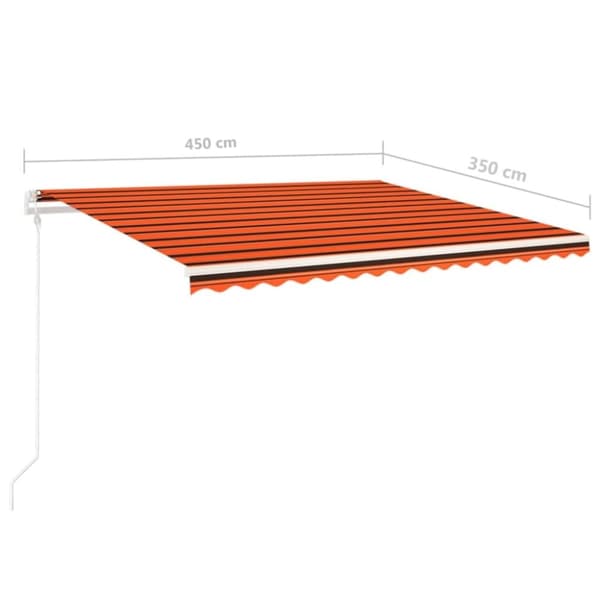 vidaXL Käsin kelattava markiisi LED-valot 4,5x3,5 m oranssi/ruskea