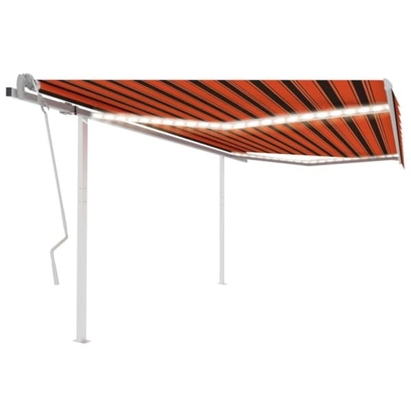 vidaXL Käsin kelattava markiisi LED-valot 4,5x3,5 m oranssi/ruskea