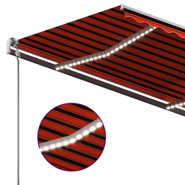 vidaXL Sisäänkelattava markiisi LEDillä 450x350 cm oranssi ja ruskea
