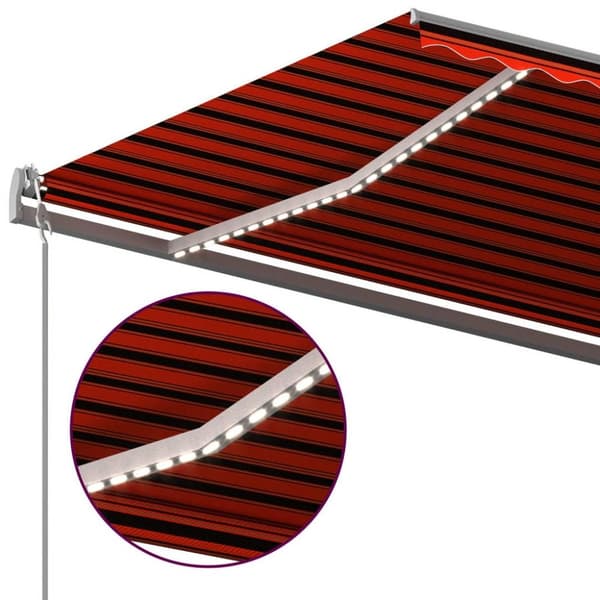 vidaXL Sisäänkelattava markiisi LED-valo 600x350 cm orans./rusk.