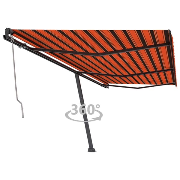 vidaXL fritstående markise 600x350 cm automatisk betjening orange/brun
