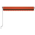 Miniatyrbillede 4 af 7: vidaXL markise m. LED-lys 450x350 cm manuel betjening orange og brun