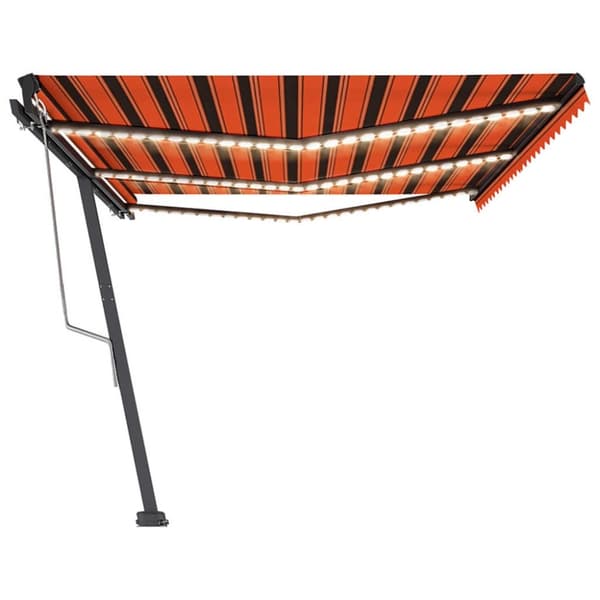 vidaXL Sisäänkelattava markiisi LED/tuulisens. 600x350cm oranssi/rusk.