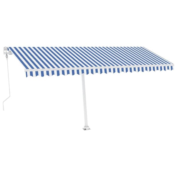 vidaXL Sisäänkelattava markiisi LED/tuulisensori 500x350cm sinivalk.