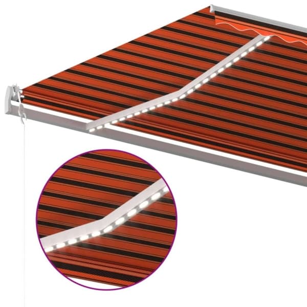 vidaXL Automatisk markise med vindsensor og LED 600x350cm oransje brun