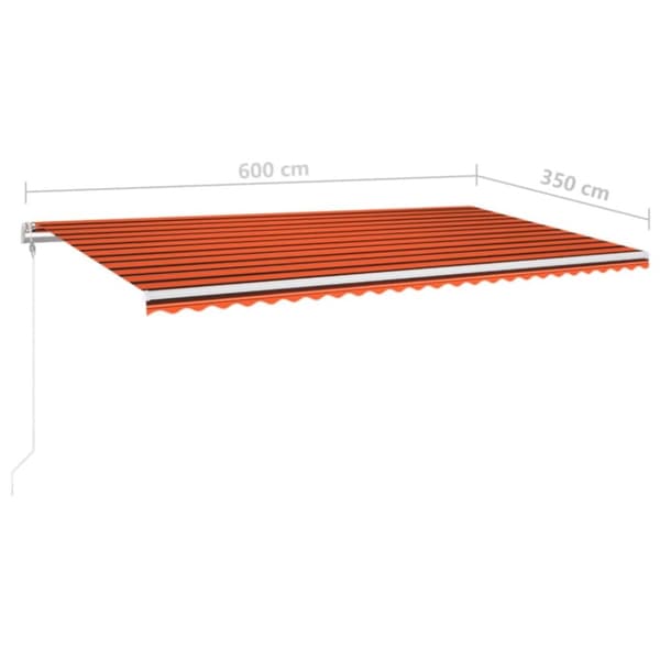 vidaXL Automatisk markise med vindsensor og LED 600x350cm oransje brun