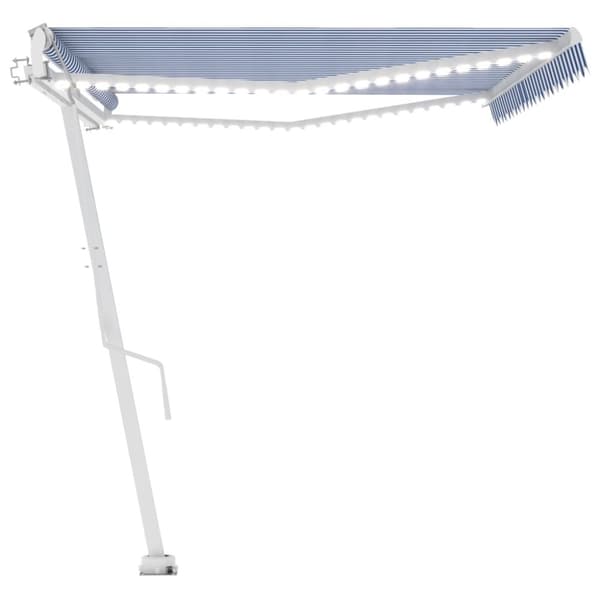 vidaXL Automatisk markis med vindsensor & LED 500x350 cm blå och vit