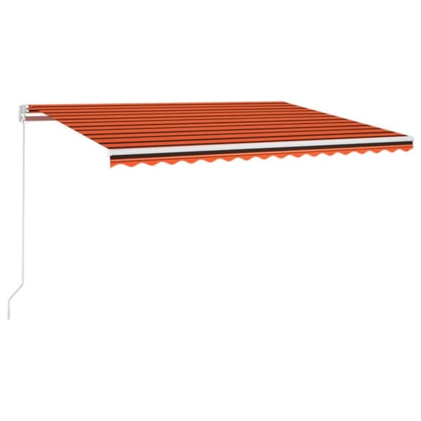 vidaXL Markis manuellt infällbar med LED 450x350 cm orange och brun