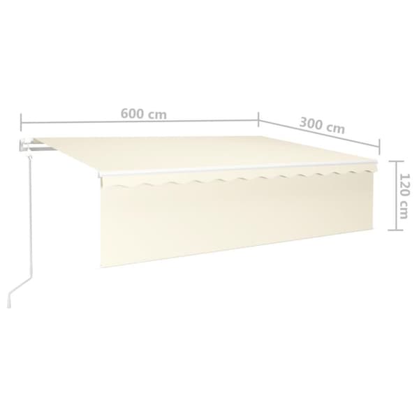 vidaXL Automatisk markise rullegardin LED vindsensor 6x3 m kremhvit
