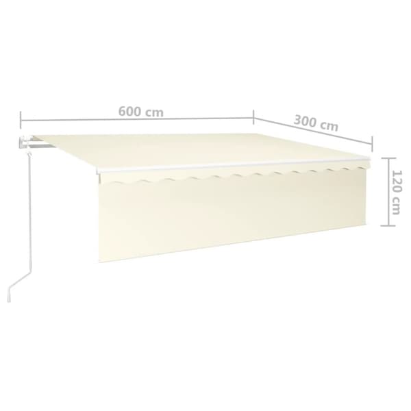 vidaXL Automatisk markise rullegardin LED vindsensor 6x3 m kremhvit