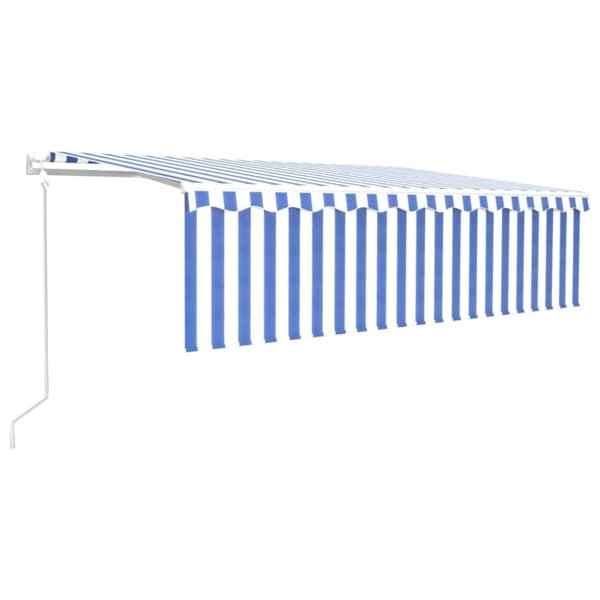 vidaXL Automatisk markise rullegardin LED vindsensor 5x3 m blå og hvit