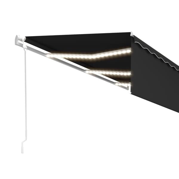 vidaXL Automatisk markise rullegardin LED vindsensor 6x3 m antrasitt