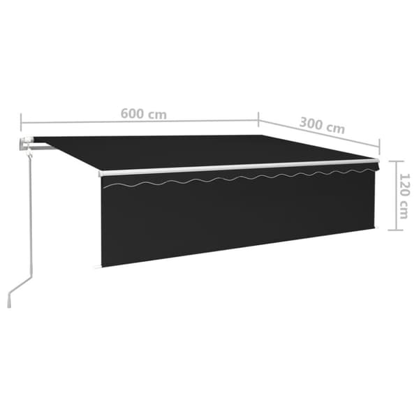 vidaXL Automatisk markise rullegardin LED vindsensor 6x3 m antrasitt