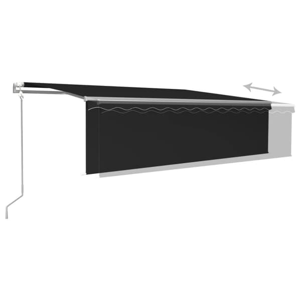 vidaXL markise m. rullegardin+LED+vindsensor 5x3 m automatisk antracit