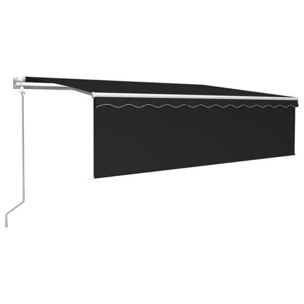 vidaXL markise m. rullegardin+LED+vindsensor 5x3 m automatisk antracit