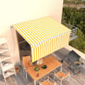 Miniatyrbillede 1 af 7: vidaXL markise m. gardin 3x2,5 m manuel betjening gul og hvid