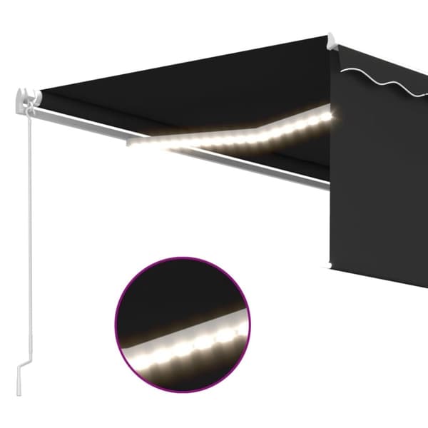 vidaXL Manuell uttrekkbar markise rullegardin og LED 4x3 m antrasitt