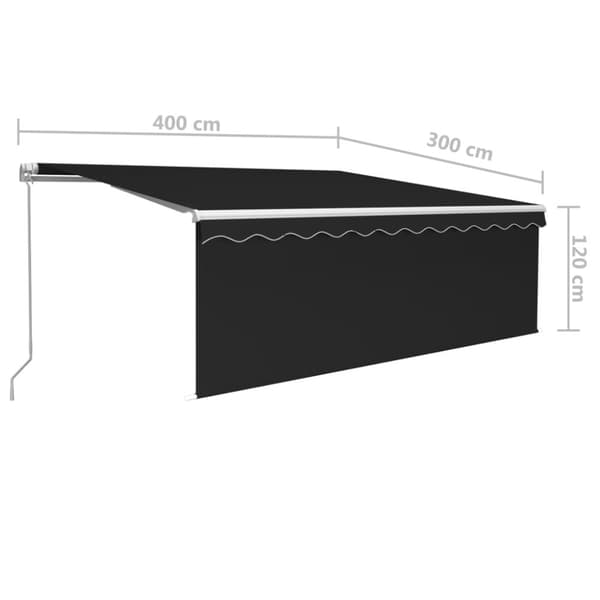 vidaXL Manuell uttrekkbar markise rullegardin og LED 4x3 m antrasitt
