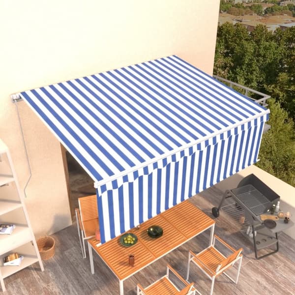 vidaXL Manuaalisesti kelattava markiisi verhoilla 4,5x3 m sinivalk.