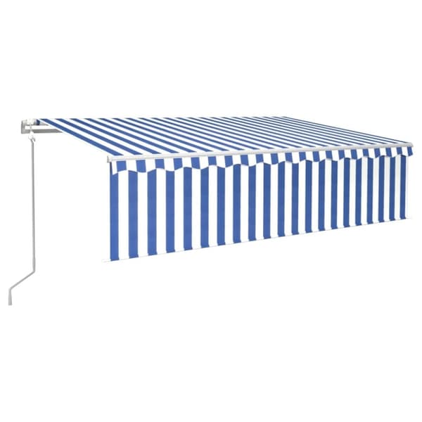 vidaXL Automaattimarkiisi verhoilla 6x3 m sinivalkoinen