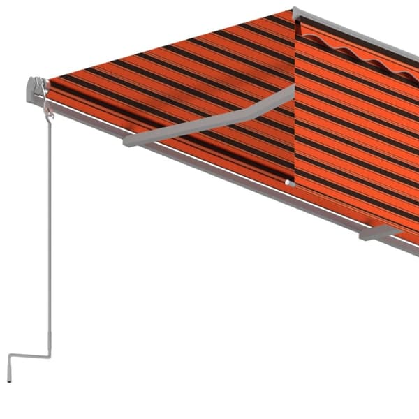 vidaXL Manuell markis med rullgardin LED 4x3 m orange/brun