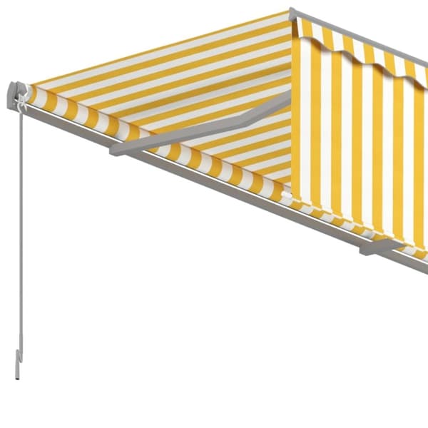 vidaXL Automatisk uttrekkbar markise med rullegardin 5x3 m gul og hvit