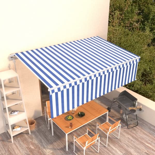 vidaXL Automaattisesti kelattava markiisi verhoilla 5x3 m sinivalk.