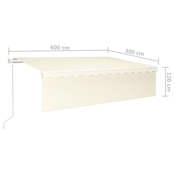 vidaXL markise m. gardin 6x3 m automatisk betjening cremefarvet